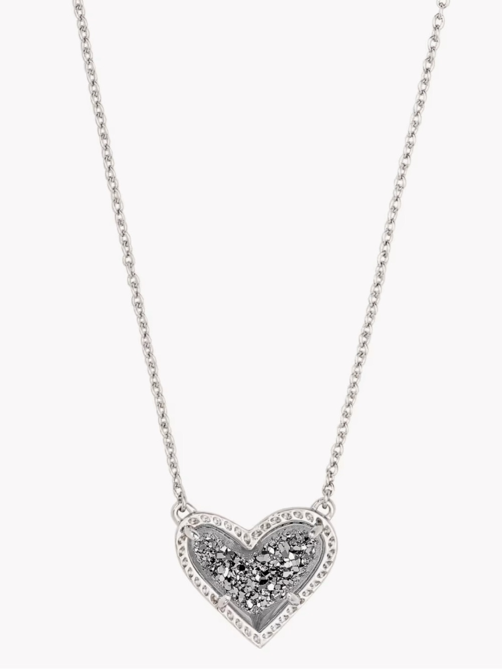 NWOT KENDRA SCOTT Ari Silver Pendant Necklace in Platnium Drusy